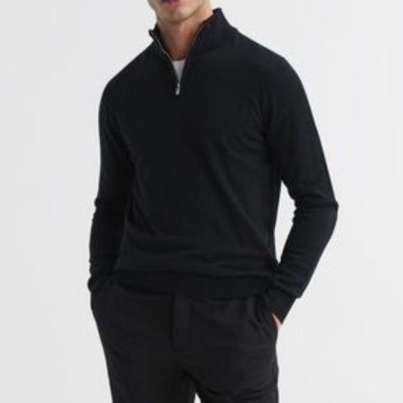 🖤BUY 2 GET 1 FREE  REISS BLACKHALL MERINO WOOL HALF ZIP FUNNEL NECK JUMPER - Picture 3 of 11